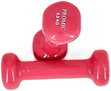 HANTLE PROMIC 2x0.5KG TRENING SIŁOWNIA CIĘŻARKI FITNESS WINYLOWE RÓŻOWE