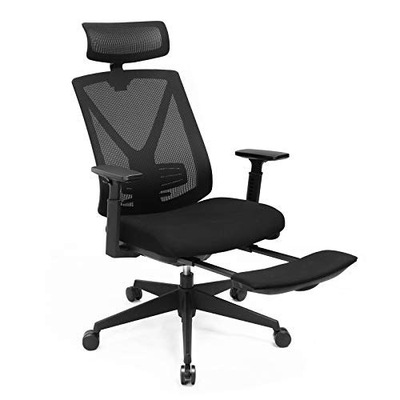 Ergonomiczne krzesło biurowe z podnóżkiem, krzesło biurkowe z podparciem lę