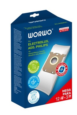 WORKI ELMB01 DO ODKURZACZA PHILIPS ELECTROLUX AEG BAGS 12szt