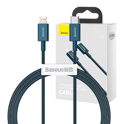Kabel Baseus USB typ C - Apple Lightning 1 m niebieski