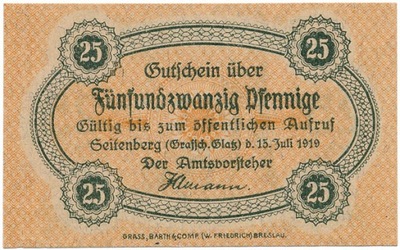 Stronie Śląskie - Seitenberg - 25 fenigów 1919