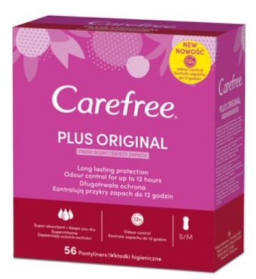 Carefree Plus wkładki higieniczne 56szt