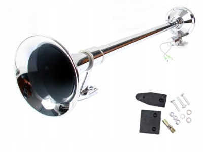 Клаксон сигнал хром tir сигнал 12v/24v громкий фото №1