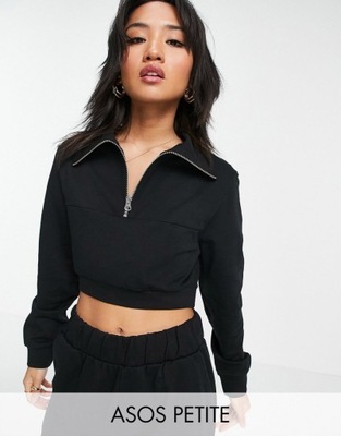 BLUZKA DAMSKA CZARNA KRÓTKA ZAMEK BASIC 34 XS