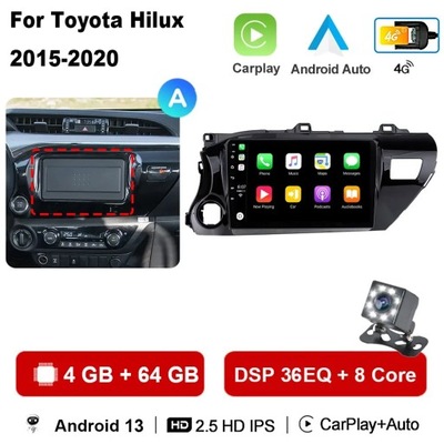 RADIO DE AUTOMÓVIL ANDROID 13 PARA TOYOTA HILUX PICK UP AN120 2015-2020 CARPLAY  