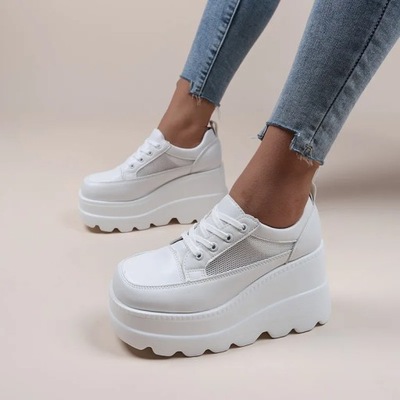 nowe białe buty trampki na koturnie na pl