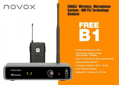 NOVOX FREE B1 zestaw bezprzewodowy, 1 mikrofon nagłowny