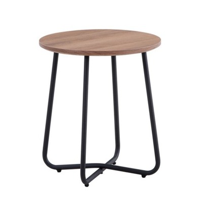 Okrągły stolik kawowy stolik boczny, okrągły, efekt drewna, stalowy, 45cm