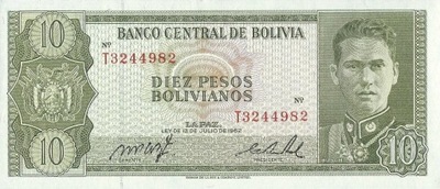 Boliwia - 10 Boliwianos - 1962 - P154 - St.1