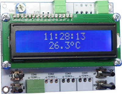TERMOMETR DS18B20 + ZEGAR RTC LCD Alarmy Min Max
