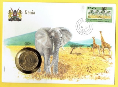 KENIA 10 Cents 1986 r./koperta numizmatyczna/
