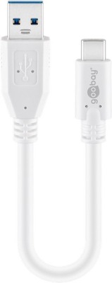 Kabel USB-C na USB-A 3.0, biały 0.2 m