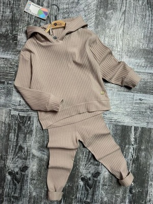 DRES KOMPLET PRĄŻEK BLUZA LEGGINSY BEŻOWY r 104 110