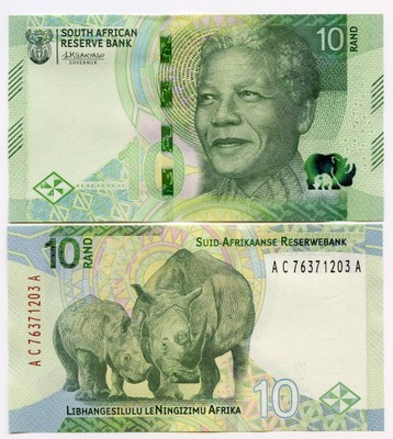 AFRYKA POŁUDNIOWA RPA 10 RAND 2023 P-W148 UNC nosorożec