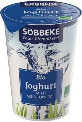 Jogurt naturalny 3,8% tłuszczu w mleku bio 500 g sobbeke