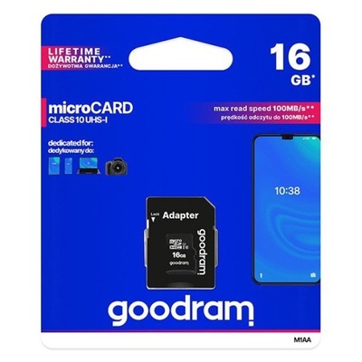 Goodram Karta pamięci Micro Secure Digital Card, 16GB, micro SDHC, M1AA-016