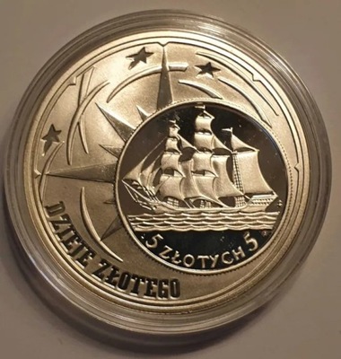 Moneta 10 zł dzieje złotego Żaglowiec 2005