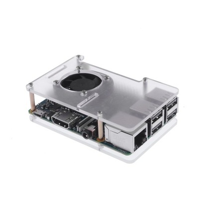 Obudowa z wentylatorem dla Raspberry Pi 4 model B, przezroczysta