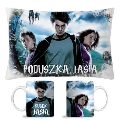 ZESTAW KUBEK + PODUSZKA HARRY POTTER + IMIĘ FANA