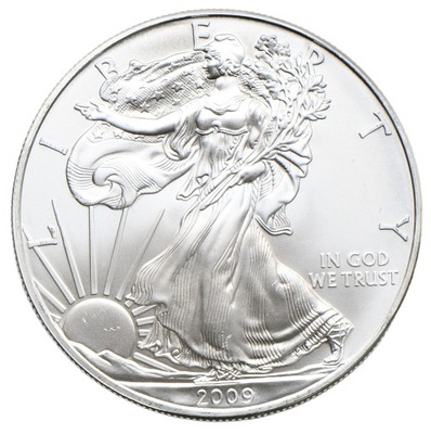Amerykański Orzeł 2009 One Dollar 1 uncja srebra 1 Oz Ag 999 BU