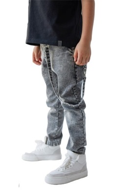 Spodnie jeansowe z szelką grafitowe All For Kids 152 158