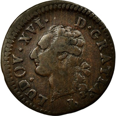 Moneta, Francja, Louis XVI, Liard, Liard, 1791, Na