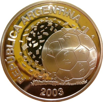 5 PESO ARGENTYNA 2003 FIFA PIŁKA NOŻNA MUNDIAL RZADKA
