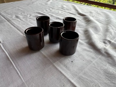 ZESTAW 5 KIELISZKÓW KAMIONKA PRL BRĄZOWE