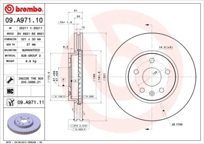 DISCO DE FRENADO BREMBO 09.A971.11  