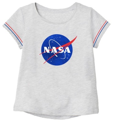 T-Shirt Dziewczęcy NASA 164 Szary Logo Błyszczące