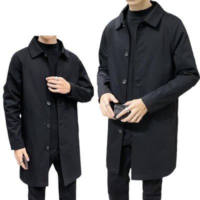 Płaszcz męski czarny trencz do połowy uda TaoguoPlus-MT-SKU215807 rozmiar