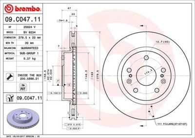 BREMBO 09.C047.11 ДИСК ТОРМОЗНОЙ