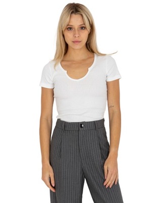 Bluzka damska prążkowana z krótkim rękawem - XL