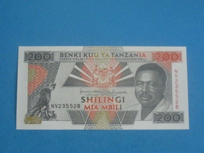 Tanzania Banknot 200 Shilingi 1993 UNC P-25