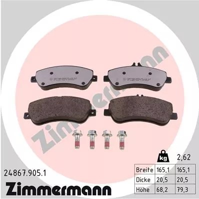 ZIMMERMANN 24867.905.1 КОМПЛЕКТ КОЛОДОК ШАЛЬМІВНИХ,