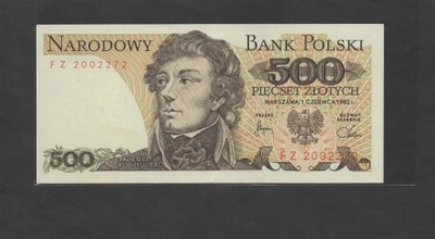 BANKNOT - 500 Złotych , 1 VI 1982 rok , ser FZ