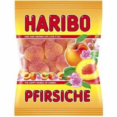 Niemieckie żelki brzoskwiniowe Haribo, owocowe słodycze