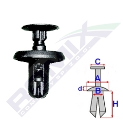 ШТИФТ БАМПЕРА РЕШІТКА ПОВІТРОВОДУ 6MM MITSUBISHI X10SZT