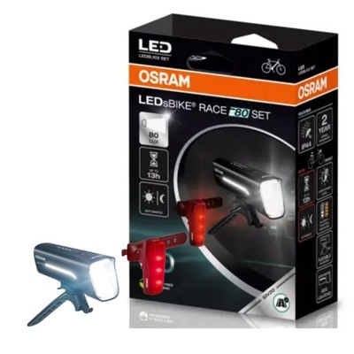 OSRAM LEDsBIKE RACE 80 SET OŚWIETLENIE ROWEROWE 80 LUX USB-C IP44 STVZO