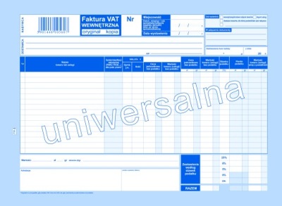 FAKTURA WEWNĘTRZNA VAT WEWNĄTRZWSPÓLNOTOWA