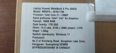 Huawei MateBook X Pro 2023 PLOMBY