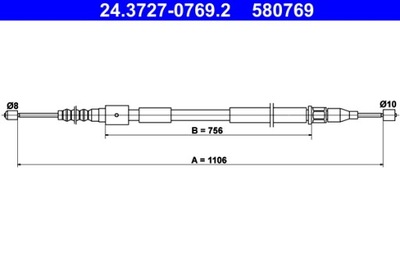 ATE 24.3727-0769.2 ТРОС, ТОРМОЗ СТОЯНОЧНИЙ