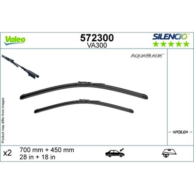 ESCOBILLAS PARTE DELANTERA AQUABLADE 700/450MM VALEO VAL572300 BEZPRZEGUBOWE  