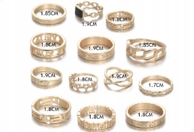 zestaw trzynastu złotych pierścionków