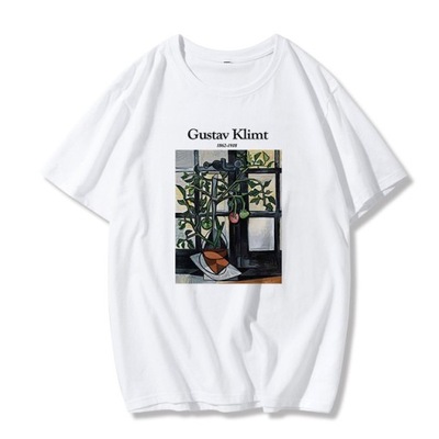 Y2K bluza Gustav Klimt list T-Shirt z nadrukiem l