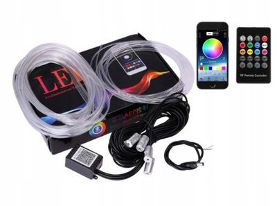 6X CABLE DE FIBRA ÓPTICA EL WIRE DIODO LUMINOSO LED RGB AMBIENT CONTROL REMOTO APP 8M  