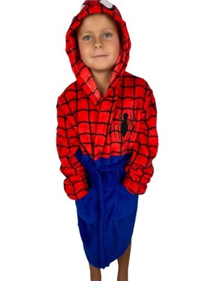 chłopięcy szlafrok Spiderman kaptur cze 98/104 cm