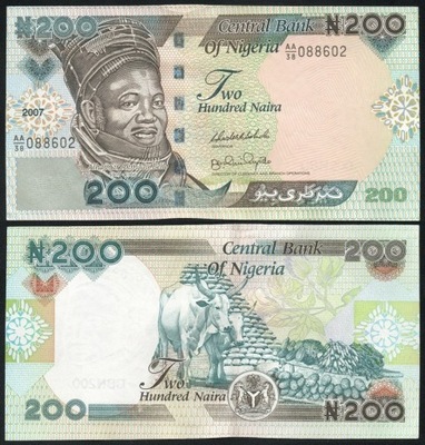 $ Nigeria 200 NAIRA P-29f UNC 2007