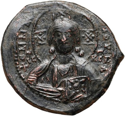N115. Bizancjum, Bazyli II Konst VIII 976-1028, follis, Chrystus, PIĘKNY