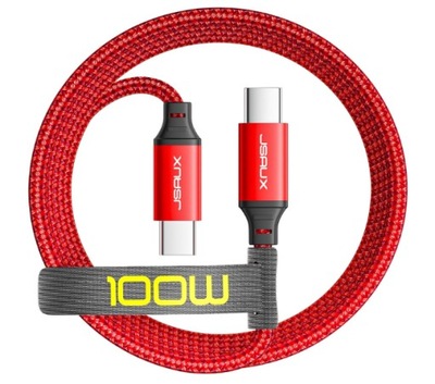 Kabel USB C - USB C - 100W - 2M - Oplot Nylonowy - JSAUX - Zestaw 2 sztuk